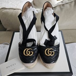 Gucci Women's Black Palmyra Leather Wedges